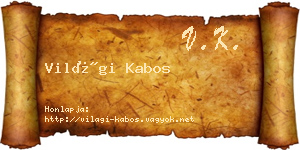Világi Kabos névjegykártya